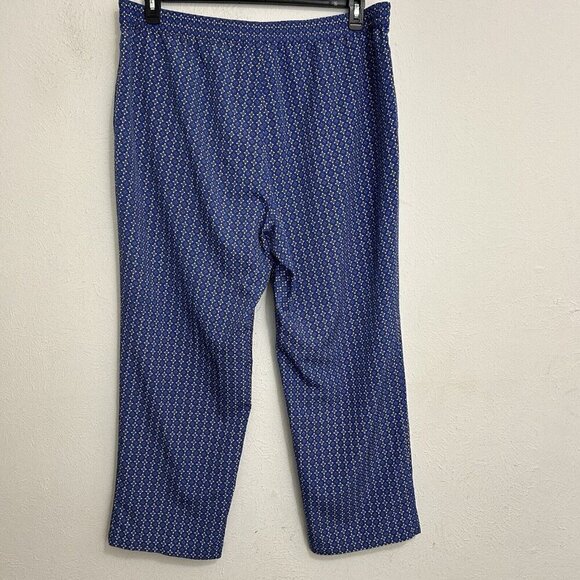 Talbots Woman Plus Sz 20W Blue Floral Patterned Pull On Pants Pockets Loose Fit - Picture 4 of 8